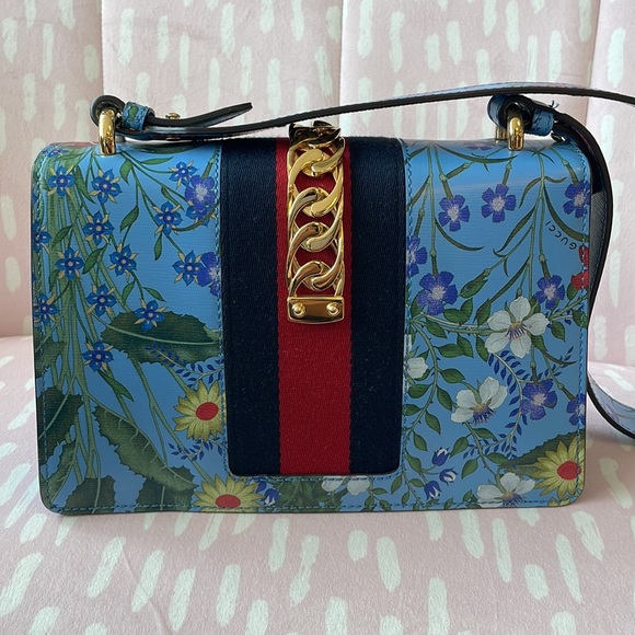 GUCCI SYLVIE RARE FLORA CALFSKIN LEATHER SHOULDER BAG EUC - Picture 3 of 15